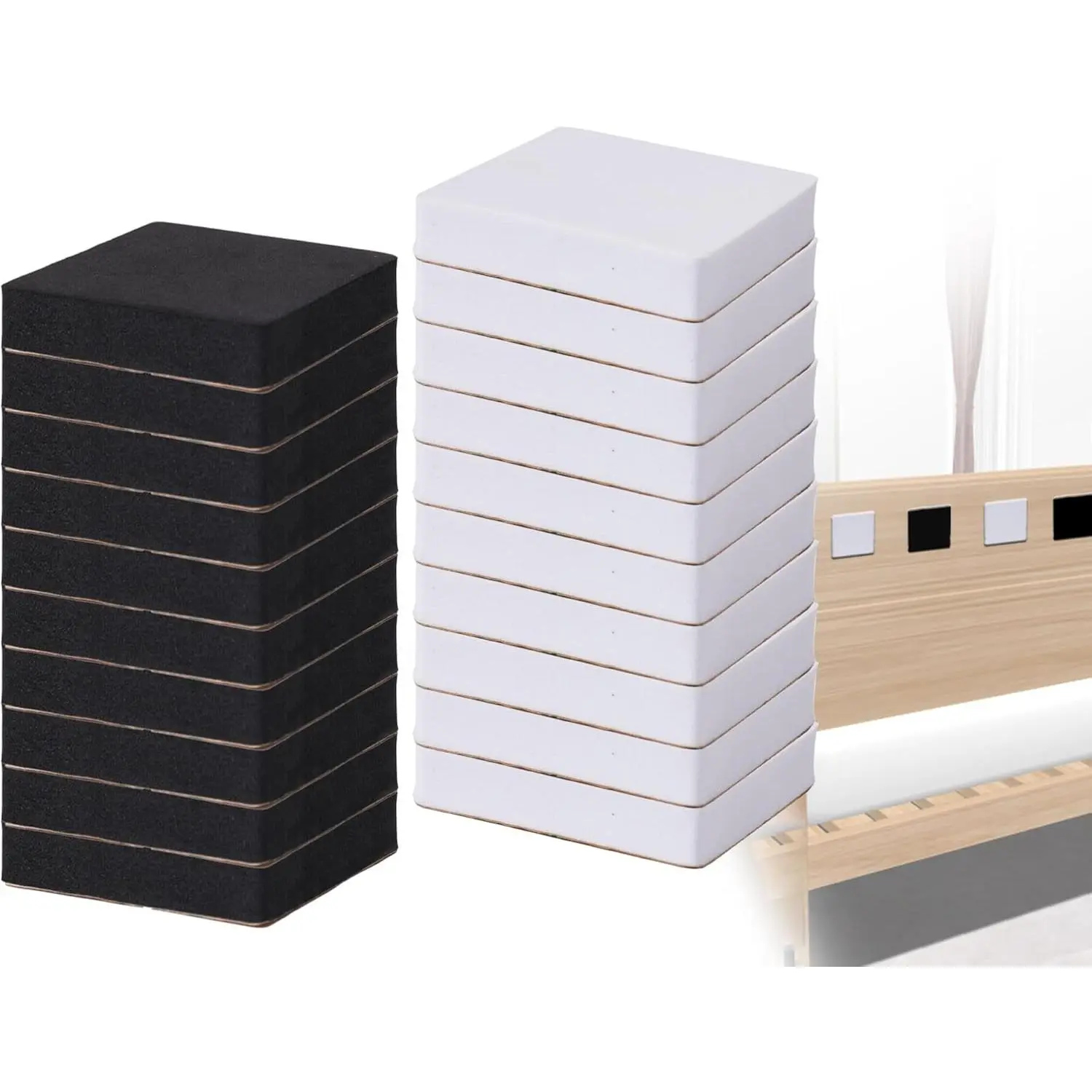 Anti Shake Headboard Stoppers for Bed Against Wall,Bed Noise Stopper,Headboard Bumpers to Prevent Hitting Walls,Wall Protector for Furniture,Square EVA Headboards Stabilizer Pad,Black and White-20 Pcs