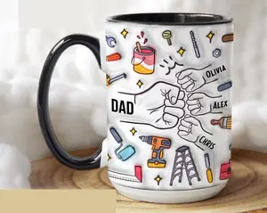 Personalized Dad Mug with Kids Names, Custom Daddy Coffee Cup, Father's Day Gift from Children