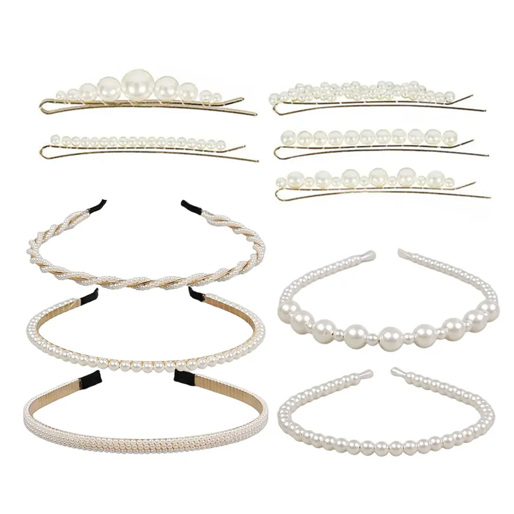 5 Pcs Pearl Headbands for Women – Non‑Slip White Pearl Hairbands, Fashion Bridal Headband for Wedding Party, Pearls Hair Accessories – Elegant Crystal Pearl Head Hoop, Flexible Comfort Fit – Great for Bride, Bridesmaid, Prom, Birthday, or Daily Wear