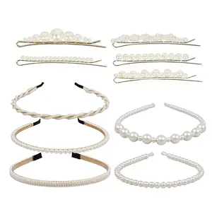 5 Pcs Pearl Headbands for Women – Non‑Slip White Pearl Hairbands, Fashion Bridal Headband for Wedding Party, Pearls Hair Accessories – Elegant Crystal Pearl Head Hoop, Flexible Comfort Fit – Great for Bride, Bridesmaid, Prom, Birthday, or Daily Wear