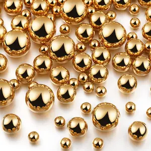 150 Pieces Vase Filler Faux Pearls No Hole Gloss Mixed Sizes Round Pearl Gold 8/14/20 mm for Home Party Wedding Decor