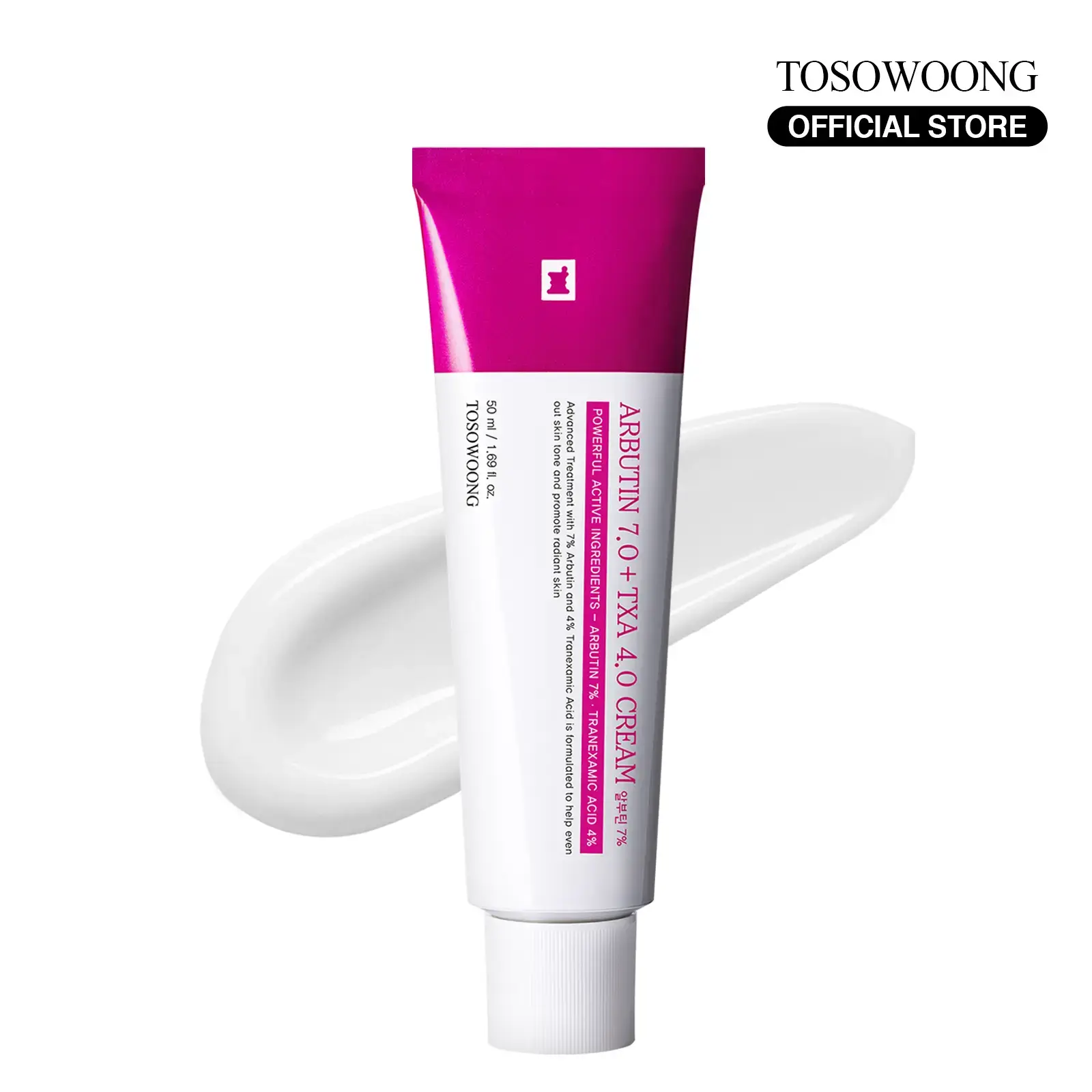 [TOSOWOONG Official] Arbutin 7% + Tranexamic Acid 4%Cream, 70,000ppm Arbutin, 40,000ppm TXA, Niacinamide,Glutathione, Dark Spots, Freckle, Blemishes, Pigmentation,Korean Skin Care, 50ml, 1.69 fl.oz.