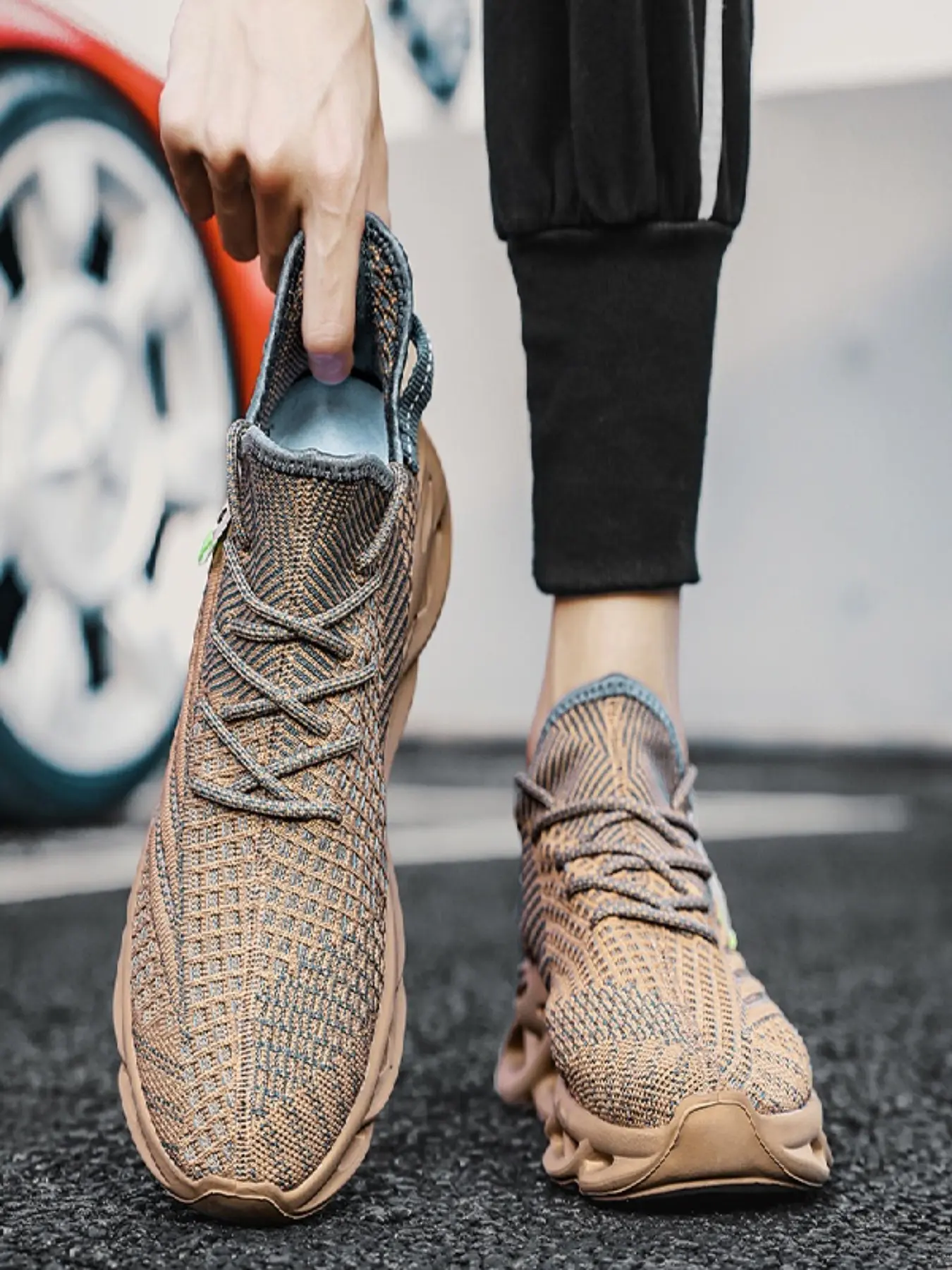 Coconut Fiber Flyknit Mesh Sneakers, Breathable Fashion Casual Shoes, Sports Shoes, Comfortable Lightweight Footwear for Daily Wear, Athletic Fashion Trainers