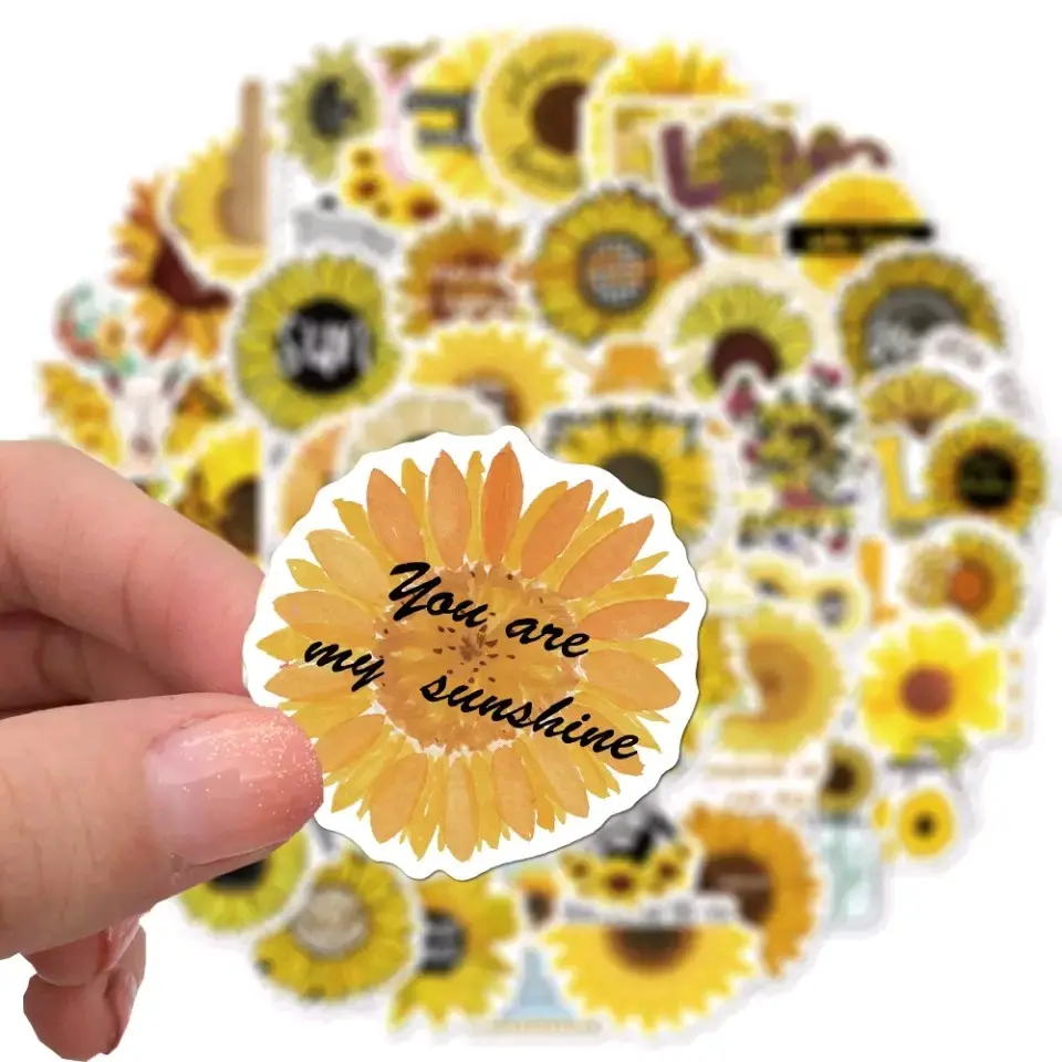Pack of 50 inspirational motivational sunflower sticker pack
