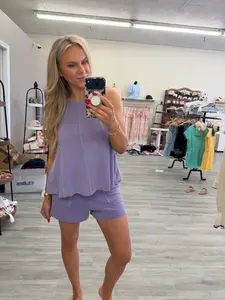 Sleeveless Round Neck Top & Shorts Set