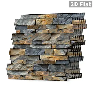 5/10PCS SPT Faux Culture Stone Tile Stickers, Thick PVC Crystal Film, Peel & Stick, Waterproof & Oil-Proof, Removable No Residue, Easy to Clean, for Kitchen Bathroom Bedroom Office Indoor Wall Decor