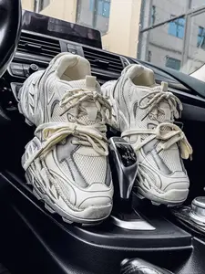 Men's Fashion Lace-Up Thick Sole Sneakers, Colorblock Patchwork Outdoor Running Shoes, Casual Daily Wear, Perfect Gift Choice