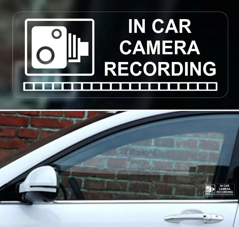 4Pack 100x50mm Transparent Vinyl Sticker CCTV Video Camera Recording Car Taxi Safety Sticker Decal