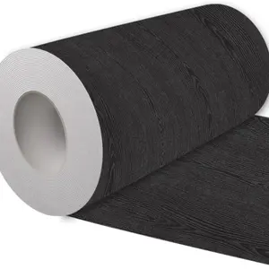 Black Wood Grain Wallpaper Border (1.97 inch x 393.7 inch, 5 Centimeter x 10 Meter) Self Adhesive Removable Waterproof Peel and Stick Wall Edging Mirror Framing Bathroom Décor