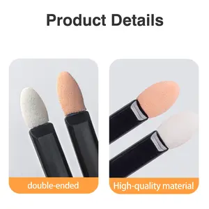 50 Counts Double Head Eyeshadow Applicators, Dual-Sided Sponge Tips for Professional Makeup Blending Black Makeup Brushes