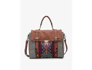 JC M1944 Harlow Aztec Embroidered Satchel: Black