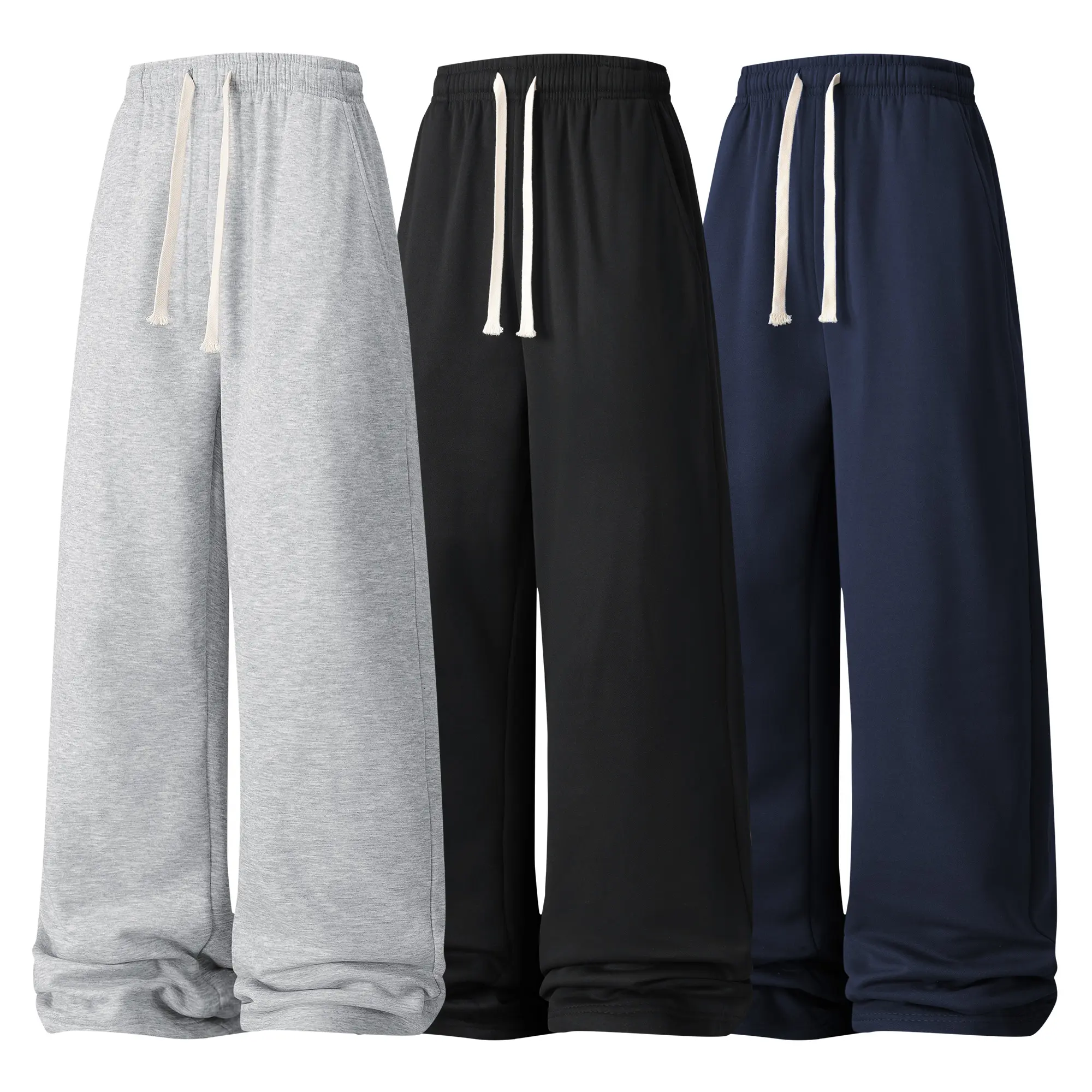 Men's Wide Leg Sweatpants - Baggy Stacked Joggers with Drawstring Waist, Stretch Casual Lounge Pants, No-Logo,  S-XXL, Fast US Shipping #WideLegSweatpants #Streetwear #TikTokMadeMeBuyIt Menswear