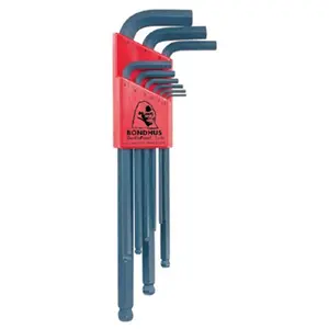 212 MAIN Bondhus 116-10999 Blx Steel L-Handle Grip Hex Wrench Set, Metric Size 1.5-10Mm Range, 9Mm Balldriver Hand Tool