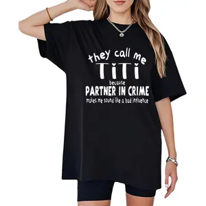 Women's 100% Cotton Casual Fitted Short-Sleeve Round Neck Top - "They Call Me TiTi" Graphic Print, Breathable Fabric