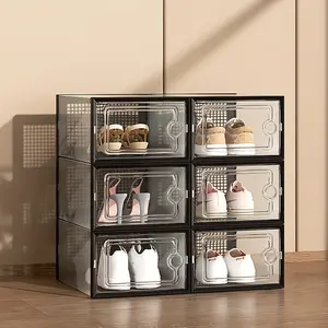 2026 new stackable transparent shoe box 6 packs space-saving household storage storage box