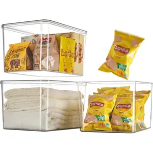 Clear plastic storage bins with LIDS3packsstorage containers for snacks cosmetics books dog food Storage Organizer for NurseryKitchen Living room Bedroom Bathroom Office