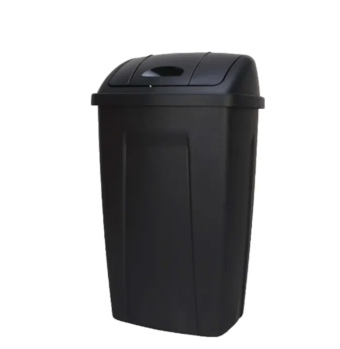 13 Gallon Large Kitchen Trash Can, Plastic Garbage Bin with Swing Lid, Space-Saving Wastebasket for Kitchen, Home & Office