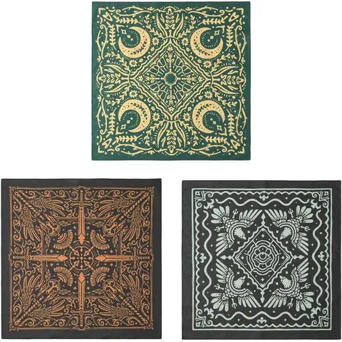 GT Retro Printed Graphic Bandana 3-Pack - 100% Cotton, 22x22in Unisex Casual Everyday Decorative Scarf for Women, All-Season Multi-Use Neck Accessory or Head Scarf