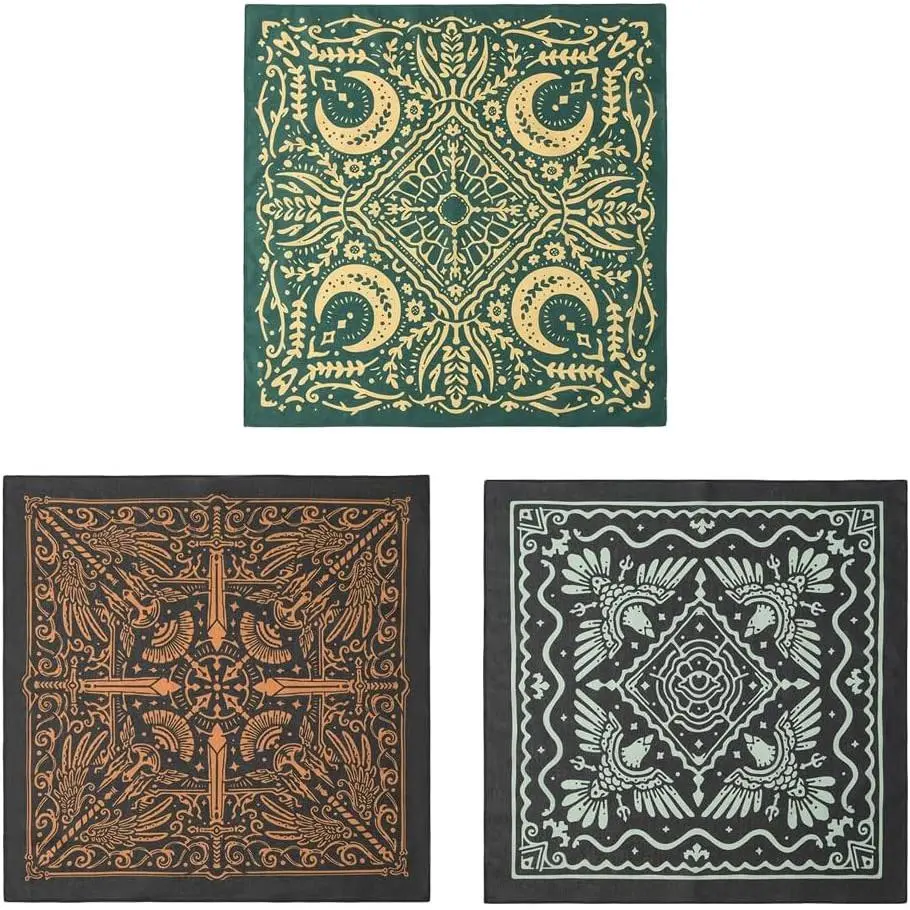 GT BANDANA Vintage Pattern 100% Cotton Bandanas, 3-Pack Casual Scarf Head Wrap for Men & Women, 22x22" Multi-Purpose