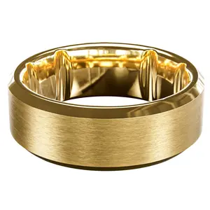 Groove Tungsten 24K Gold Ring – Men’s Scratch-Resistant Wedding Band, Durable Everyday Comfort, Includes Zeus Silicone Ring