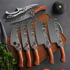 7-piece kitchen  set - Thickened stainless steel blades, chef's , chopping , multi-functional , boning for kitchen use, parents use multi-functional male and female