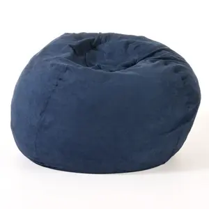 5-Foot Comfortable High-Density Shredded Foam Bean Bag Chair for Kids and Adults, with Removable Microsuede Cover, Ideal Reading and Bedroom Floor Lounge, Midnight Blue