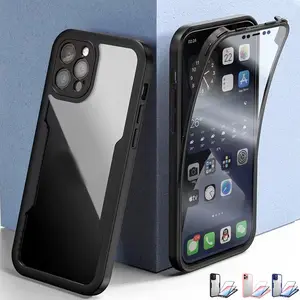 360 Degree Full Body Rugged Shockproof Phone Case, 1 Set Double-sided Protective Case with Screen Protector, Phone Accessories for iPhone 15 14 13 12 11