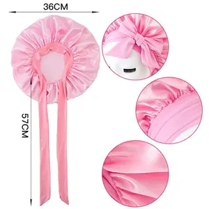 Satin Bonnet Silk Bonnet Adjustable Bonne For Sleeping Hair Bonnet With Tie Band Bonnets For Women Men 36CM x 57CM TikTokShopBlackFriday