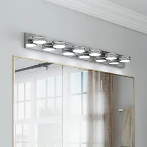 LED Vanity Lights 43in Bathroom Lights Fixtures over Mior 6 Light LED Lighting Fixture for Bathroom 18W Mior Lighting Fixture Modern Bath Light Bar Chrome Bath