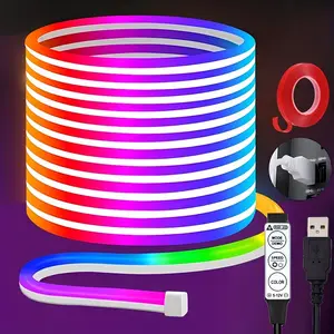 RGB Neon LED Strip Light, Flexible Night Lamp, 3 Button Remote Control, Multi-Color Adjustable Brightness, USB Powered, DIY Creative Lighting, Led Light Strips