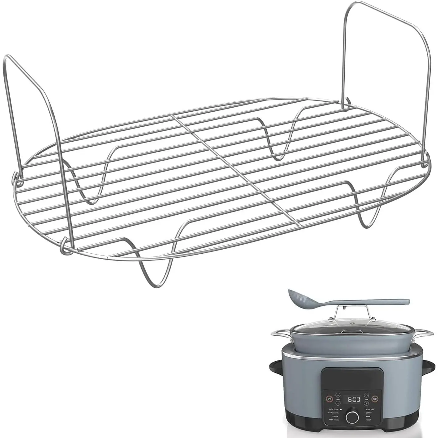 Steam and Roast Rack - Compatible with Cooker Pro 8.5 Qt MC1000, MC1001, MC1010 Series Slow Cooker Crock Pot - Chrome Coated Possiblecooker Accessories (Steam Rack)
