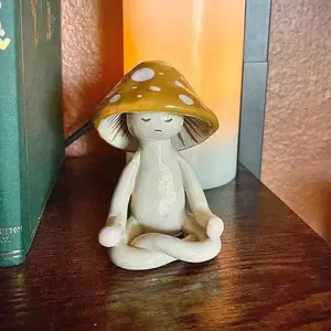 New Meditation Mushrooms Decorative Ornament, Resin Figurine Statue, Home Living Room Decoration, Stylish Mushroom Sculpture, Perfect for Interior Design