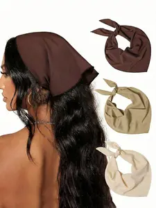 Bohemian Solid Color Triangular Scarf Headband, Photo Shoot & Sun Protection Hair Wrap, Women Bandanas, Boho Style Scarf, Winter Hair Accessories
