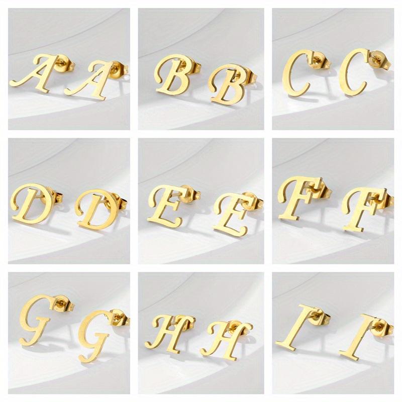 1 Pair Initials Earrings Stainless Steel 26 English Letters Personalized Letter Earrings for Men And Women Valentine'S Day Mother'S Day Thanksgiving Birthday Souvenirs