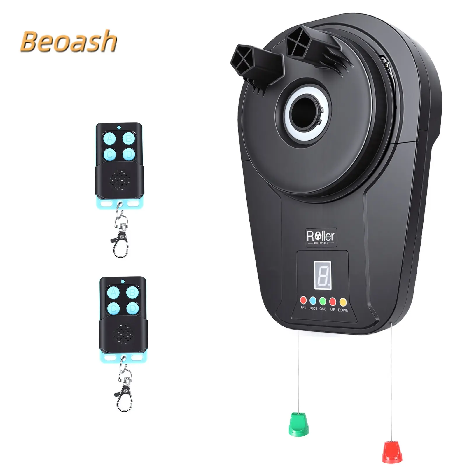 Beoash Automatic Roll Up Garage Door Opener, DC Powered with 2 Remote Controls, 800N (1/2HP) Powerful Motor for Stable & Reliable Operation