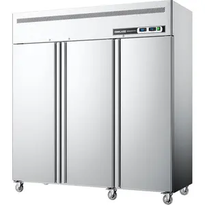 Coolake 72" W 3 Door Commercial Refrigerator and Freezer Combo, 54 Cu.ft 3 Section Stainless Steel Solid Door Fan Cooling Upright Reach in Freezer