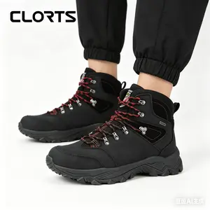 CLORTS Waterproof Hiking Boots for Men Women, Non-Slip High-Top Ankle Support Trekking Boots for Outdoor Camping Hiking Work