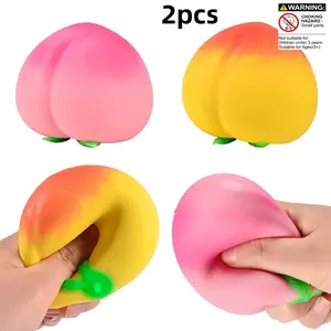 2 Peach Stress Relief Toys, Rebound Squeeze Anxiety Toy, Soft Squishy Sensory, Palm-Sized Asmr Decoration, Perfect for Parties and Gifts