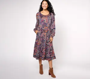 Denim & Co. Canyon Retreat Petite Easy Midi Boot Dress