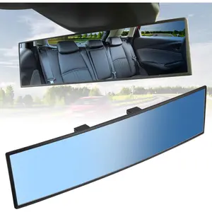 Universal Rearview Mirror 11.81inch Panoramic Convex Rearview Mirror In-Car Clip-On Wide-Angle Mirror Effectively Reduces Blind Spots for Cars, SUVs, and Trucks - Blue