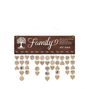 DIY Wooden Family Birthday Calendar | Monthly Birthdate Reminder Board with Heart Shaped Tags | Farmhouse Style Wall Decor | Unique Gift for Family, Friends, New Homeowners ,Rustic Wood Wall Hanging with Heart & Circle Tags | Home Decor Accent | Great Gi