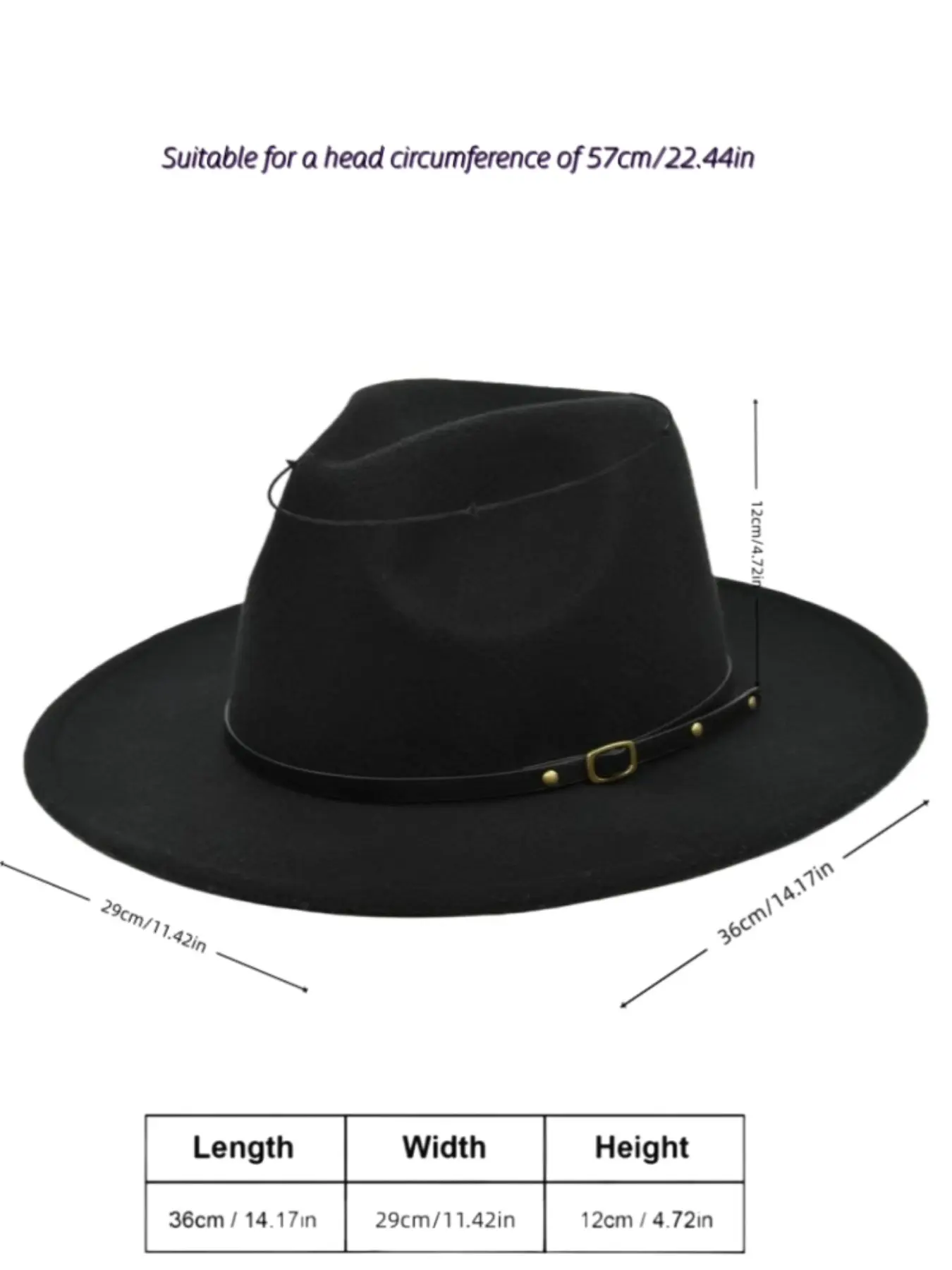 Wide Brim Fedora Hat with Belt Buckle Classic Lightweight Cotton Blend 2026 New Trendy Solid Plain Fedora Hat for Men & Women  main image 3