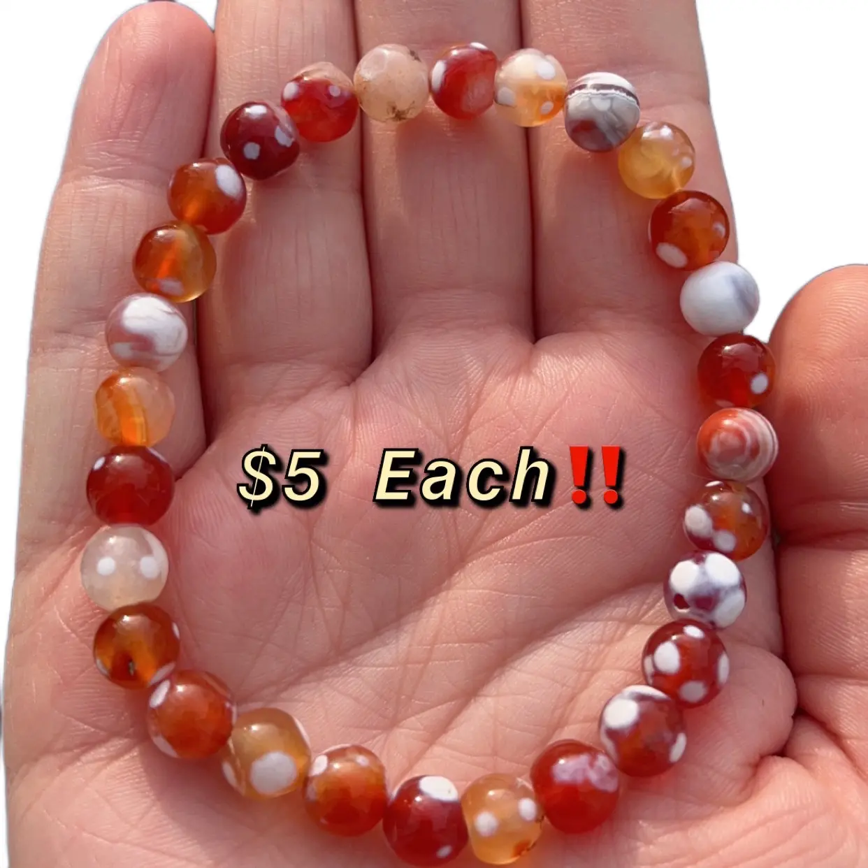 Handmade Natural 8mm Fire Orca(Enhanced) Crystal Bracelet