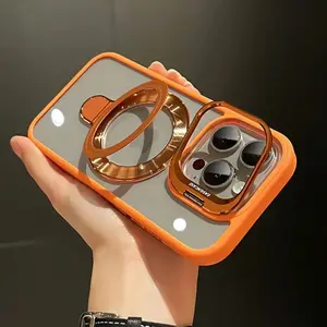 Transparent magnetic wireless charging phone case Accessories lens holder+metal holder, suitable for iPhone 17/17Air/16/15/14/13/12 Pro Max series, ultra-thin anti drop protective case with camera cover Protector