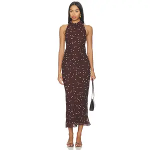 EAVES Malene Maxi Dress in Chocolate Dot