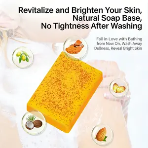 Natural Turmeric Kojic Acid Soap 100g, Handmade Face & Body Cleanser, Moisturizing Skin Care, Free Foam Net Included