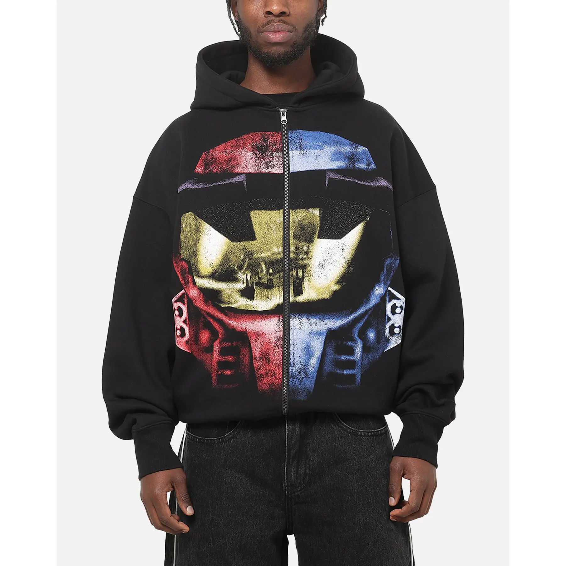 73Studio X Halo Xbox Red Vs Blue Split Hoodie Black