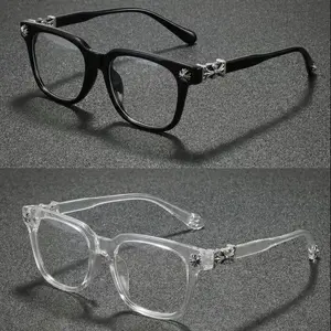 Fashion Square Blue Light Glasses – Cross Rivet Retro Streetwear Frames for Men & Women