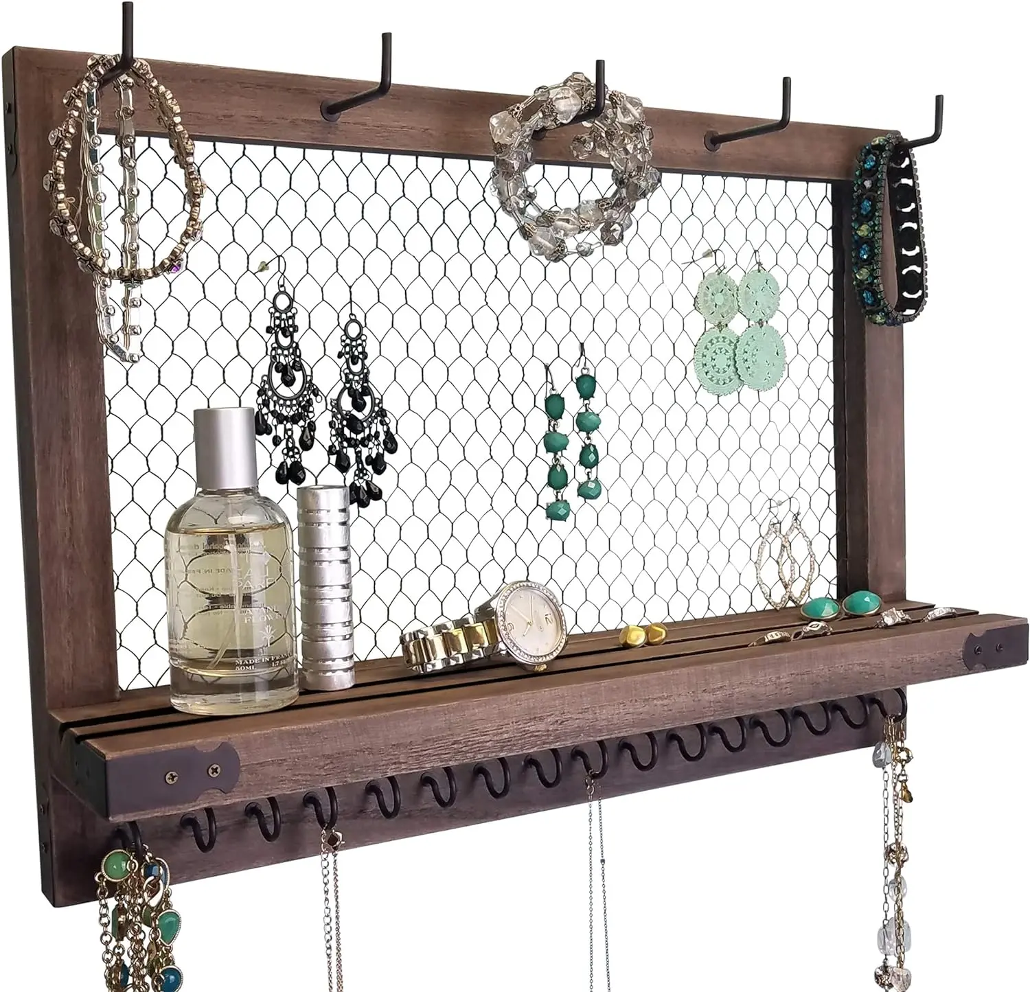 OUTSHINE Wall Hanging Jewelry Organizer | Rustic Jewelry Organizer Hanging on Wall | Western Jewelry Wall Mount Organizer | Wall Mounted Jewelry Organizer | Wall Mounted Jewelry Hanger