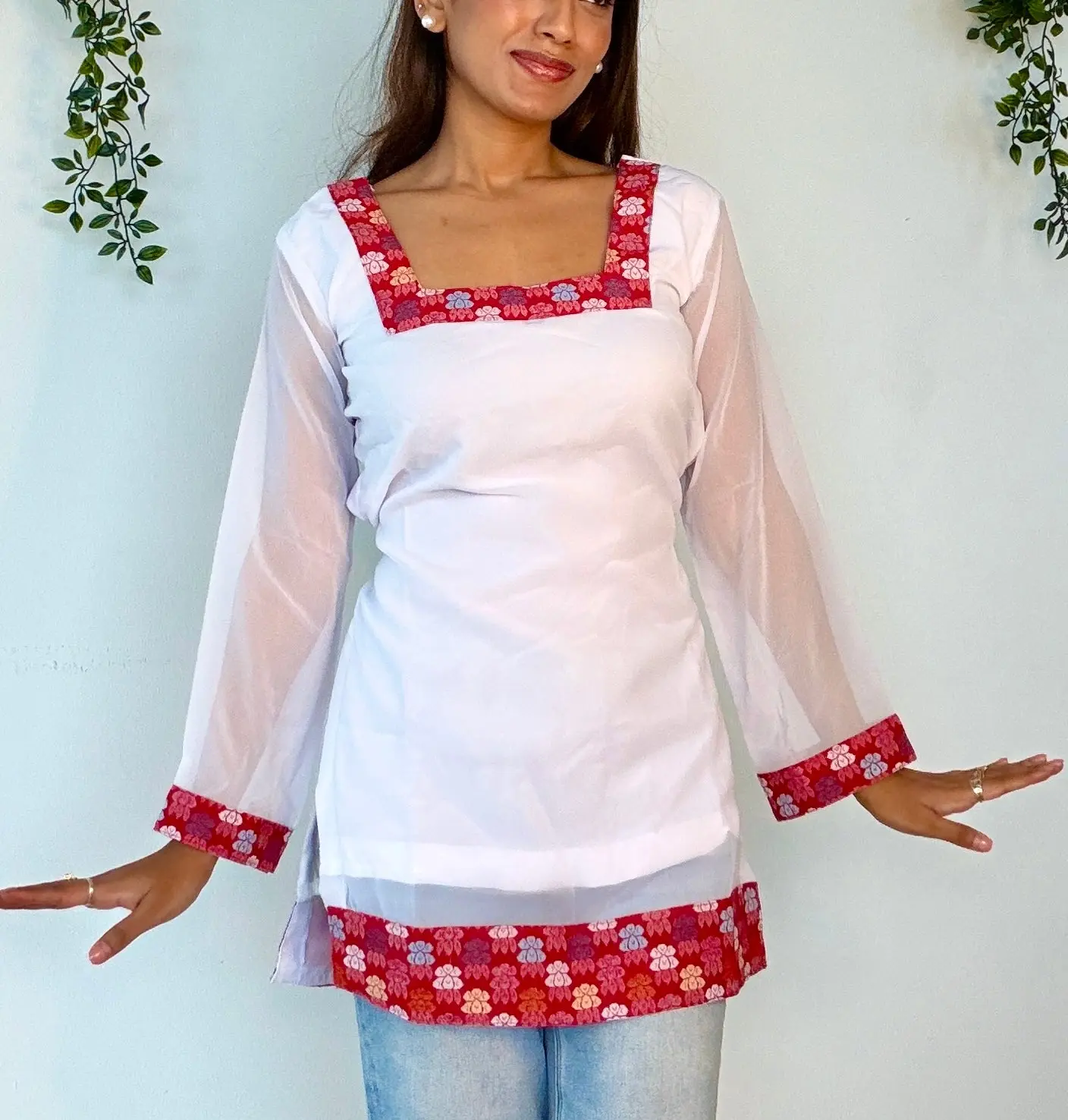 White Newari Kurthi Top